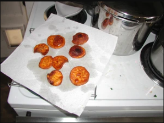 Sweet potato chips (fried in coconut oil) homemade not so bad “junk food”